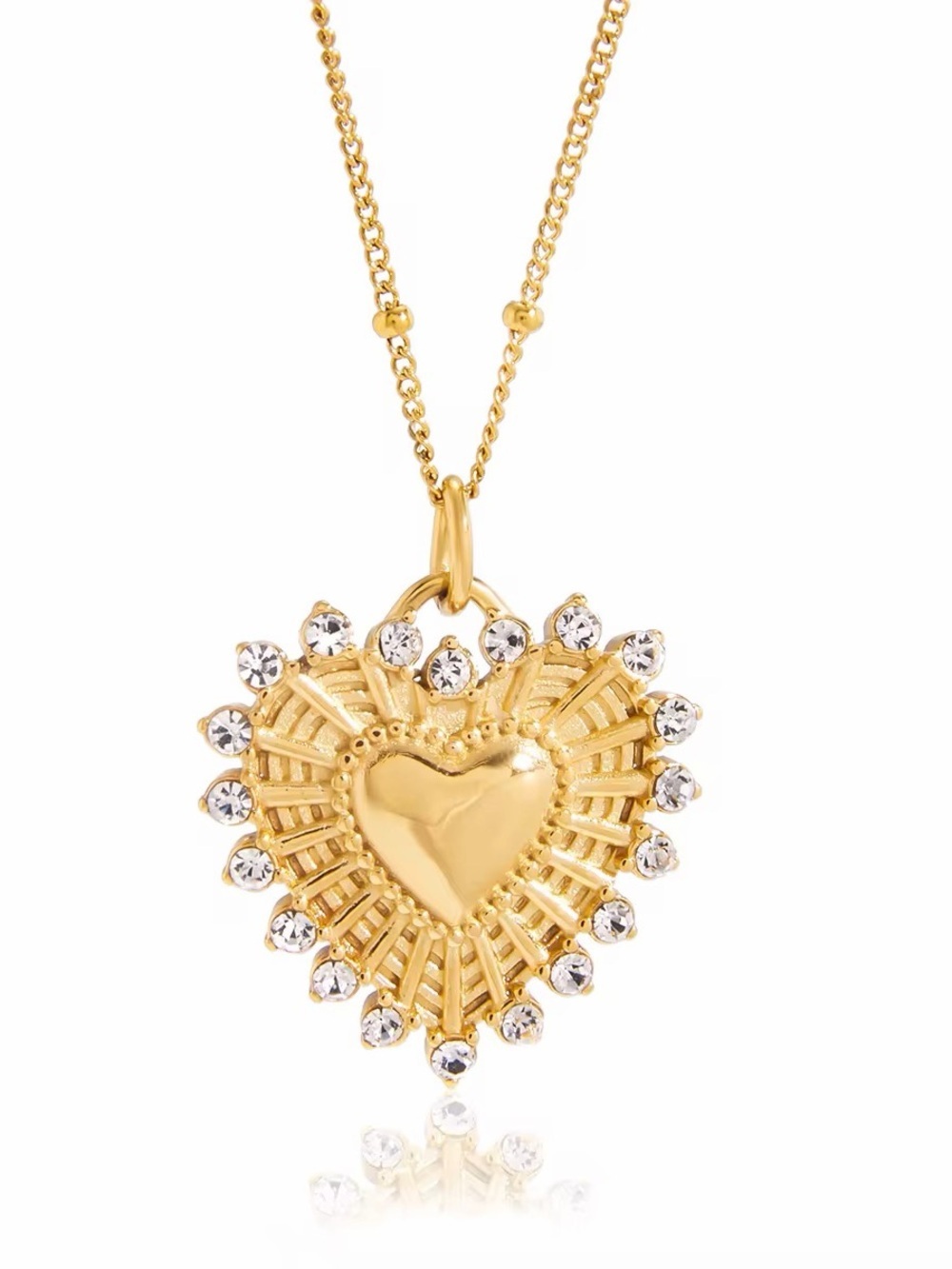 18K Gold Plated Cubic Zirconia Heart Necklace